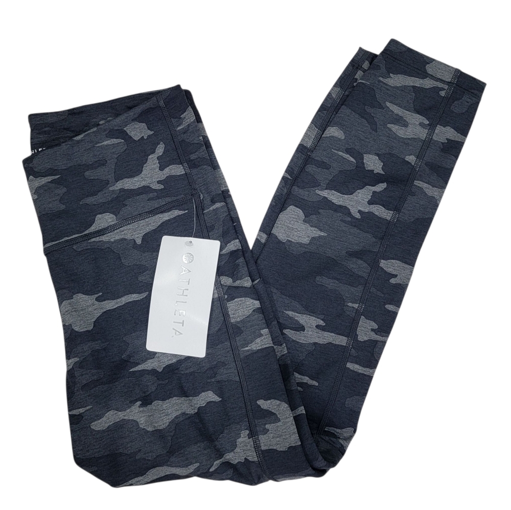 NWT Athleta Ultimate Camo 7/8 Tights Grey Athletic Workout Leggings Women’s M - Picture 7 of 17